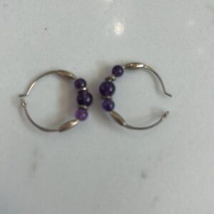 Silver amethyst hoops